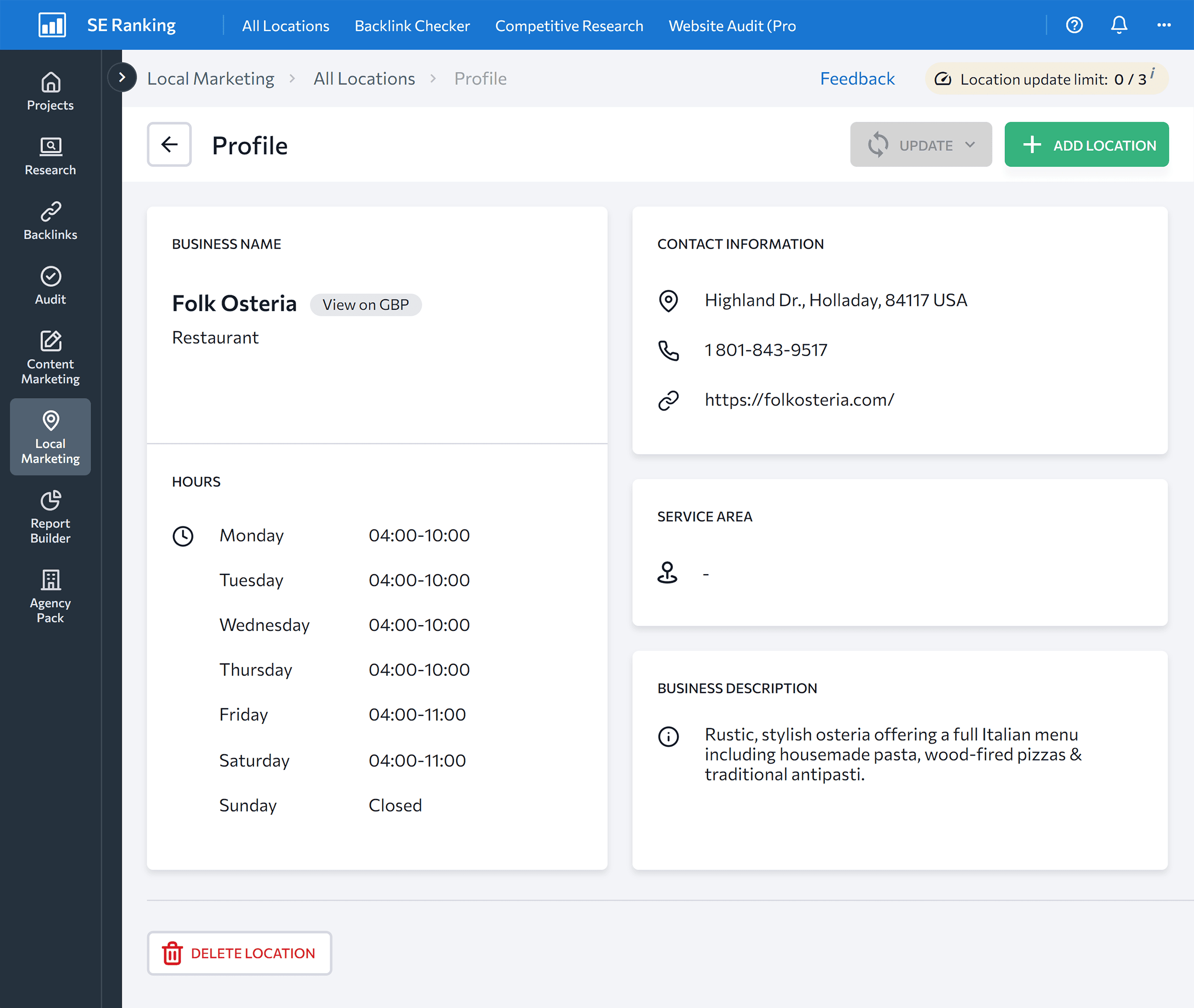 SE Ranking – Listing manager SE Ranking – Listing manager