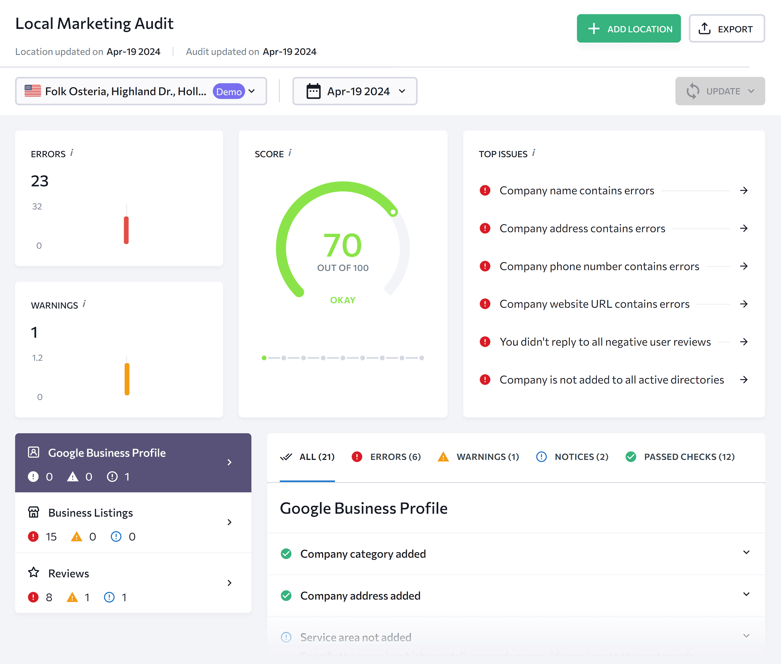 SE Ranking – Local marketing audit SE Ranking – Local marketing audit