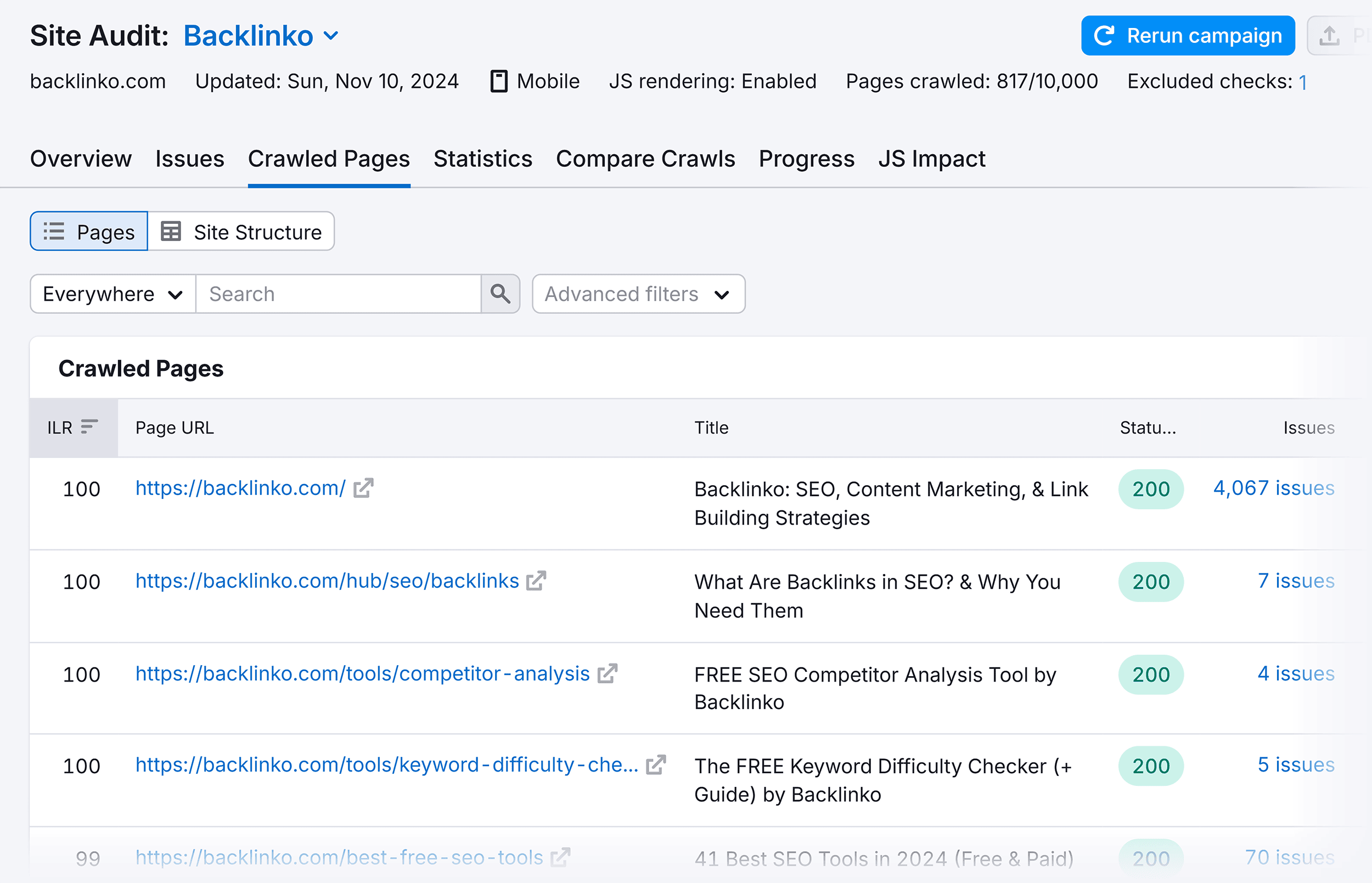 Site Audit – Crawled Pages – Backlinko Site Audit – Crawled Pages – Backlinko