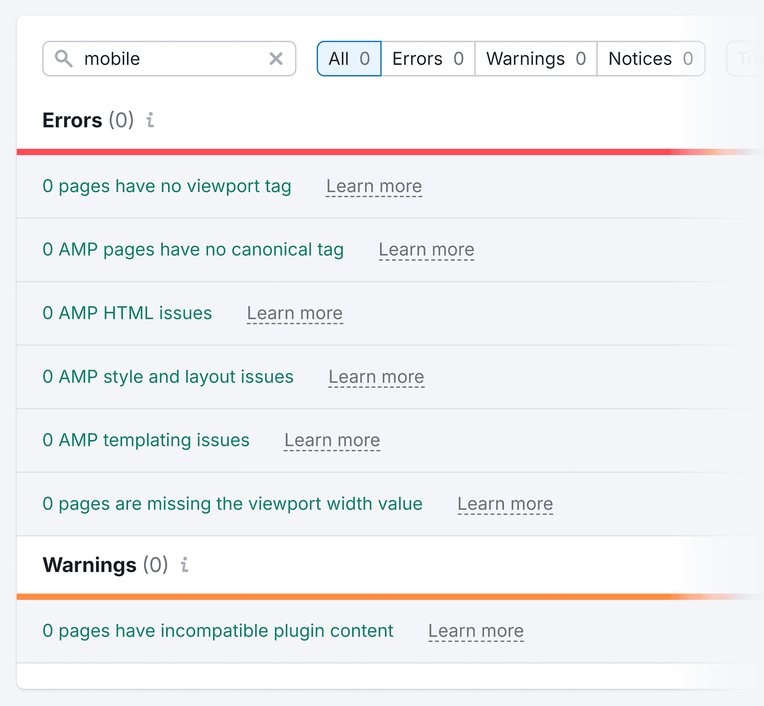 Site Audit – Mobile – Issues Site Audit – Mobile – Issues