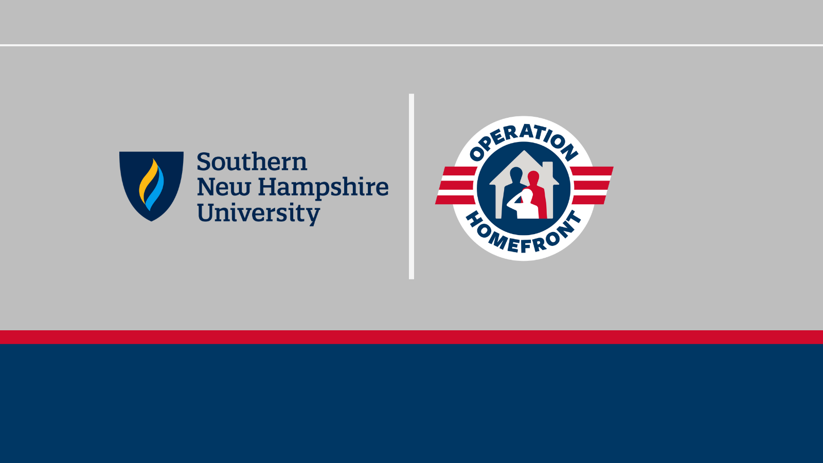 southern new hampshire university logo next to operation homefront logo