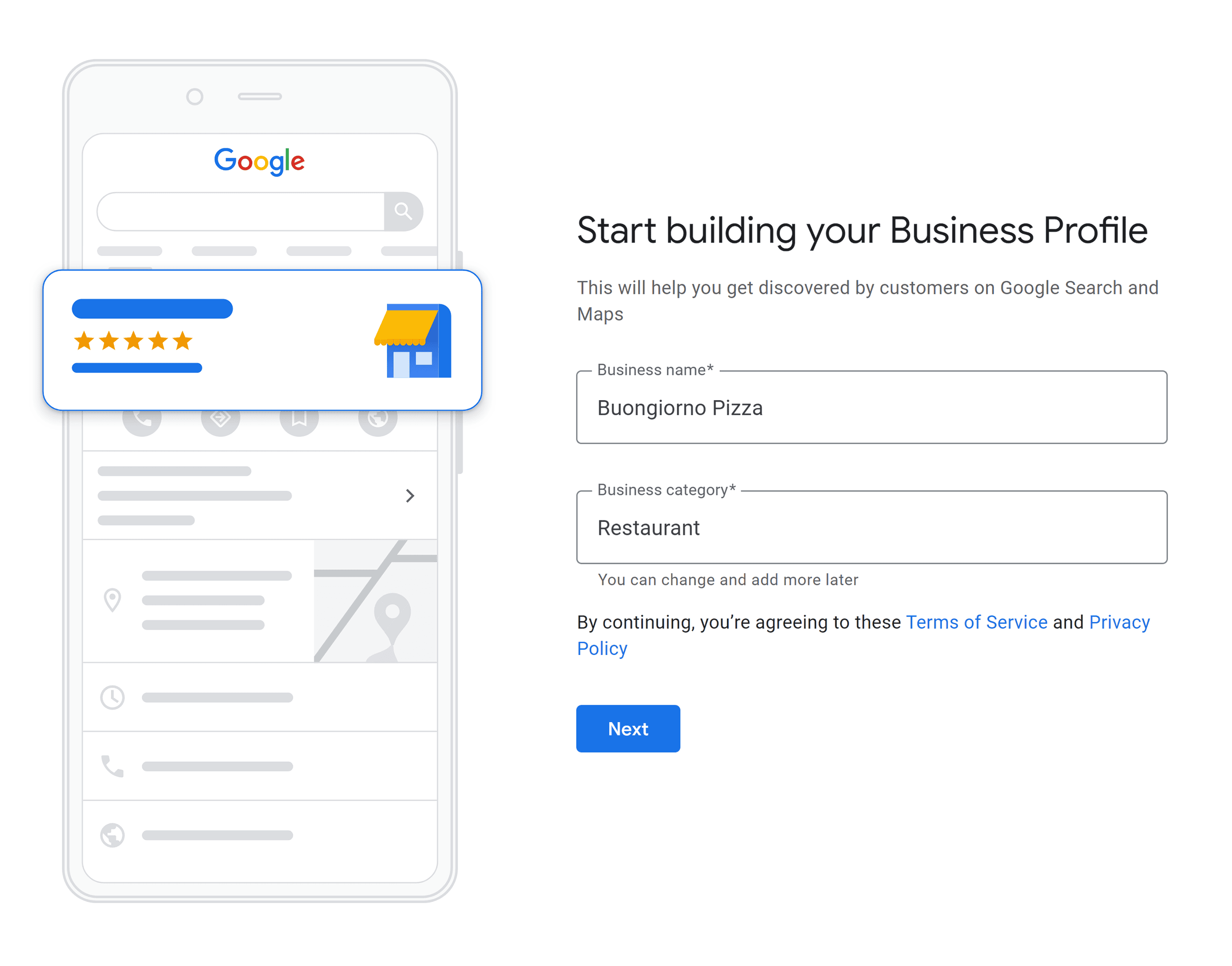 Start building your Business Profile Start building your Business Profile