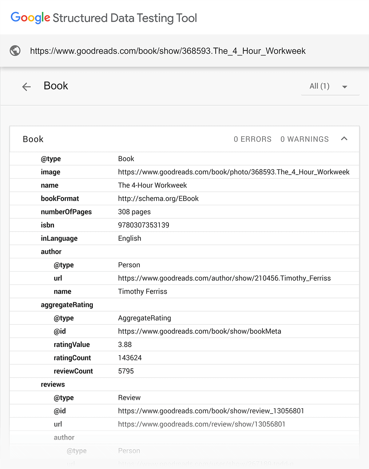 Structured data testing tool result Structured data testing tool result