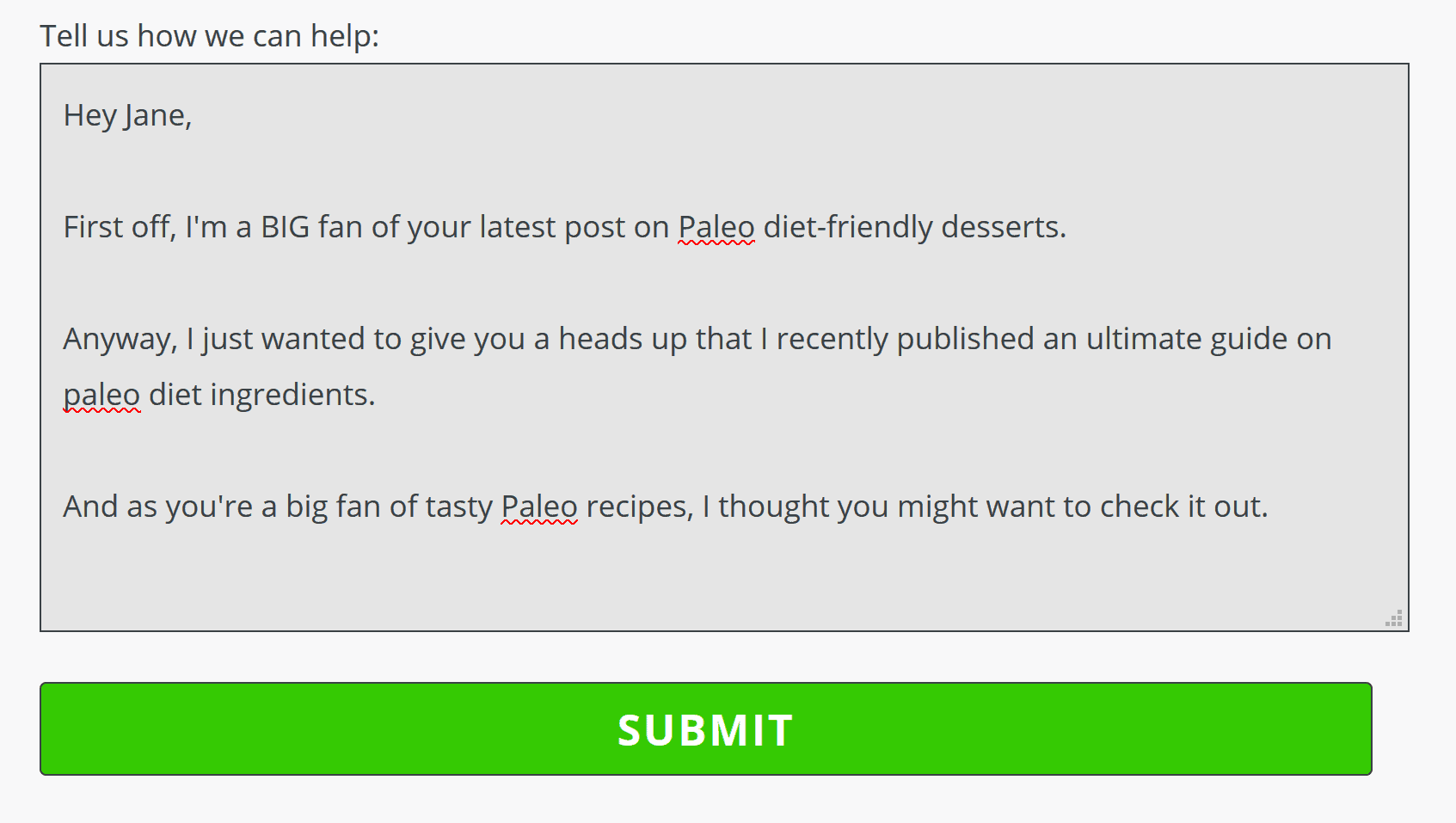 Use a personal tone in contact forms Use a personal tone in contact forms