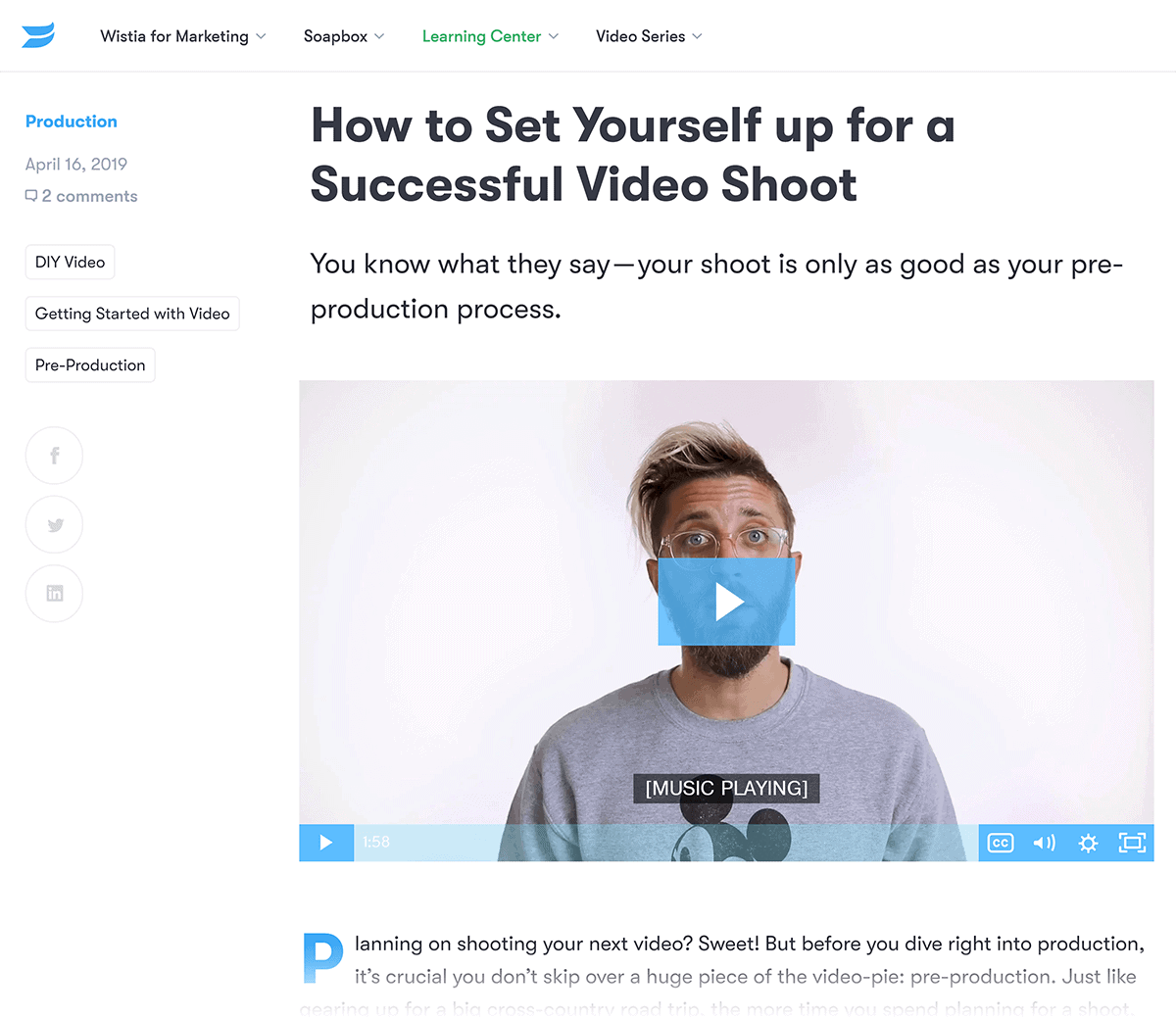 Wistia content on video production Wistia content on video production