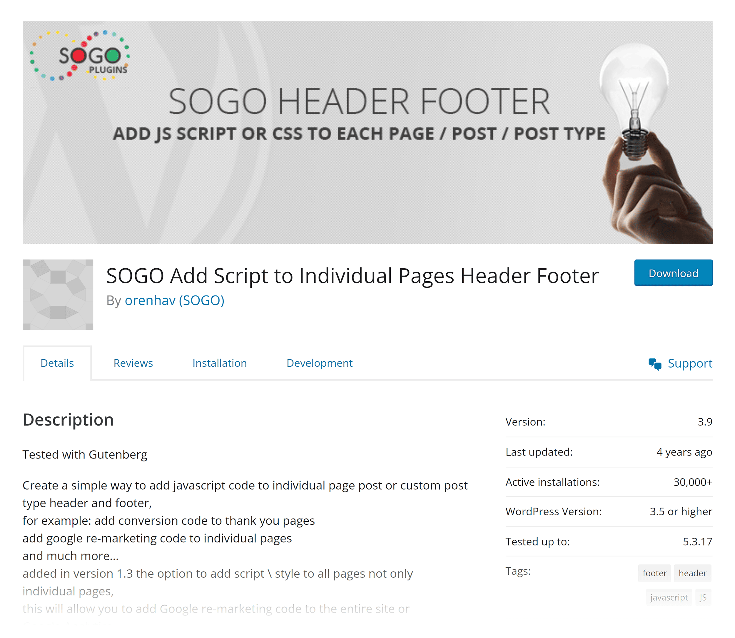 WordPress plugin – Add script WordPress plugin – Add script