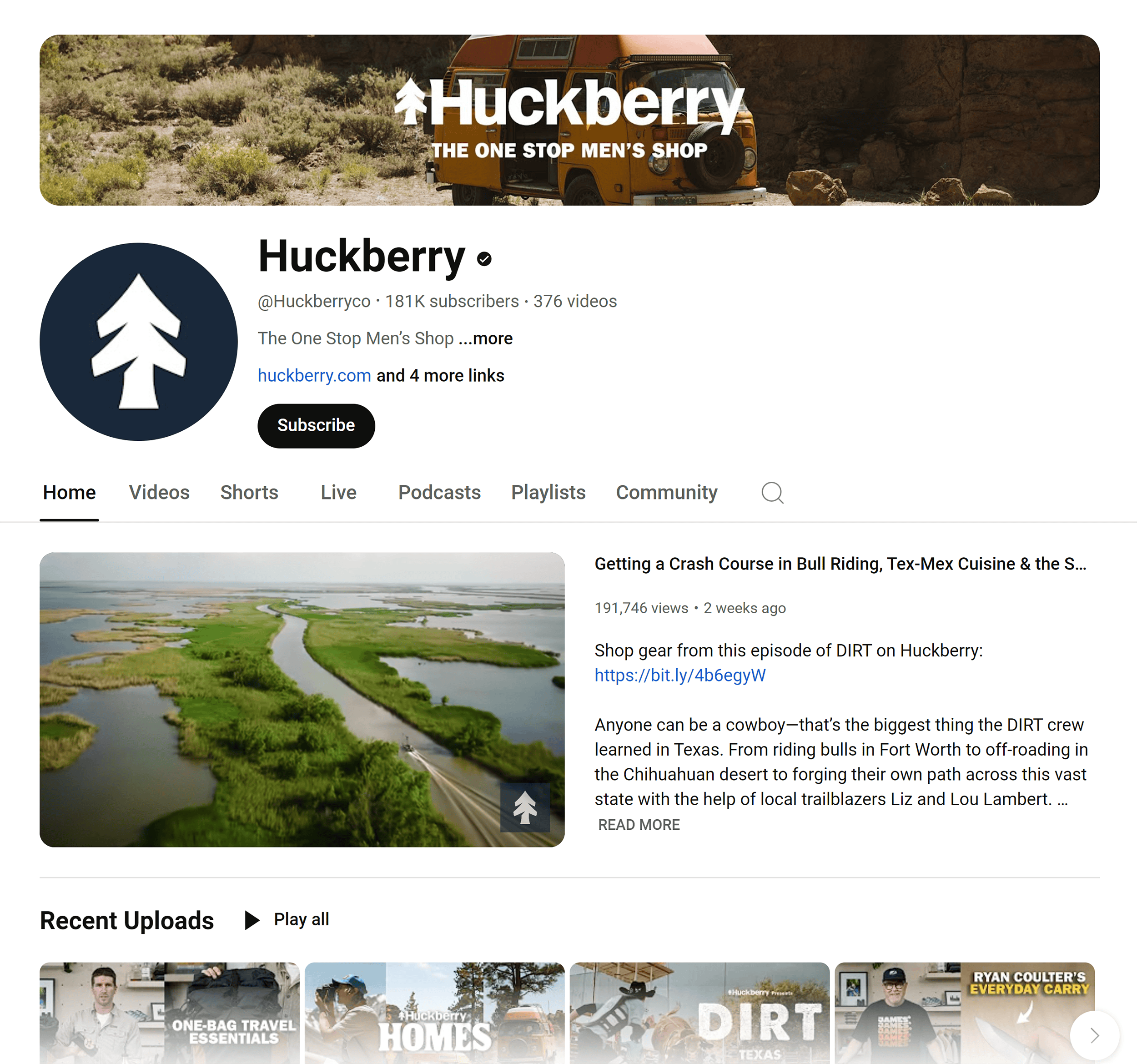 YouTube – Huckberry channel YouTube – Huckberry channel