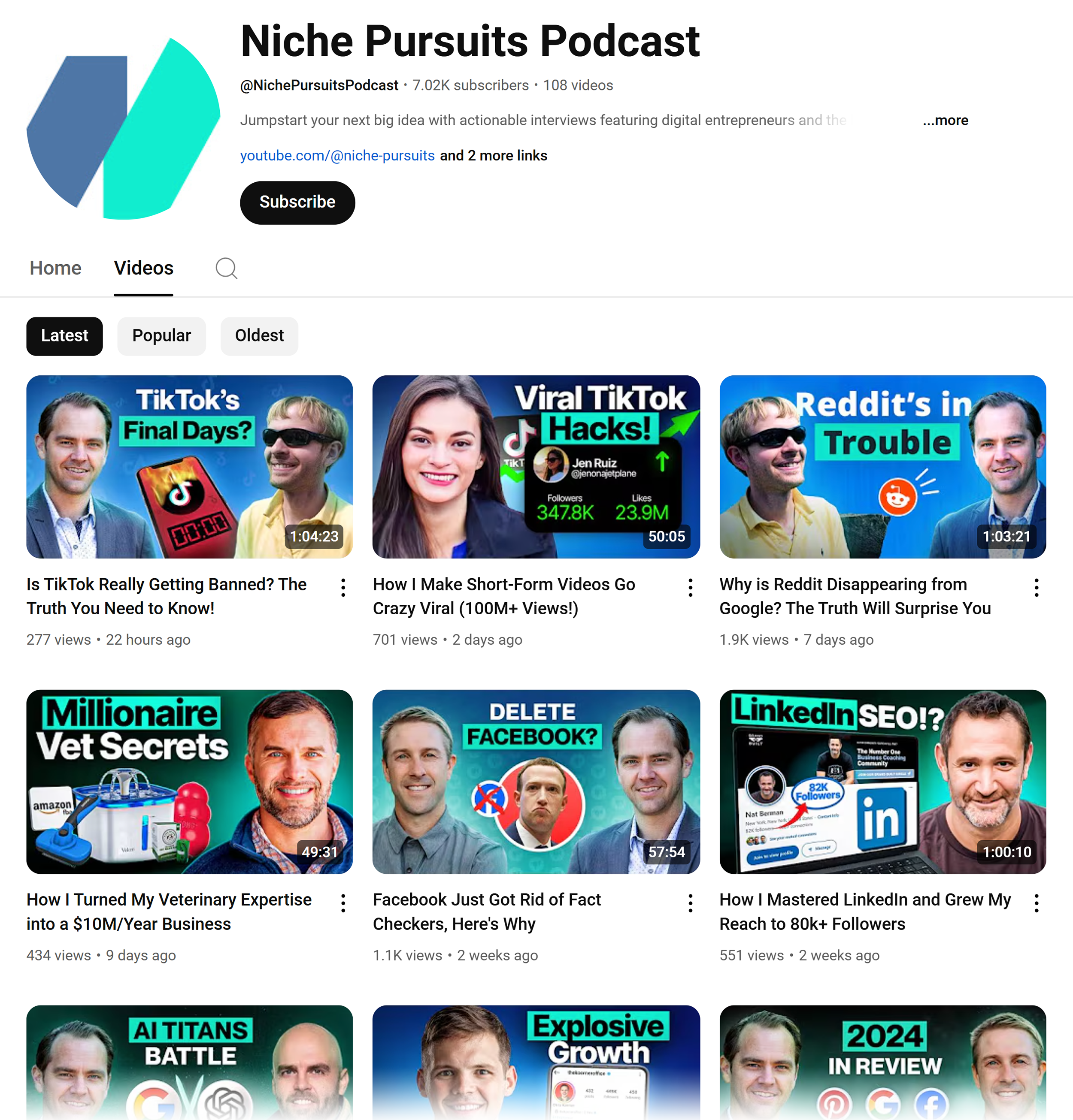 YouTube – Niche Pursuits – Podcast – Videos YouTube – Niche Pursuits – Podcast – Videos